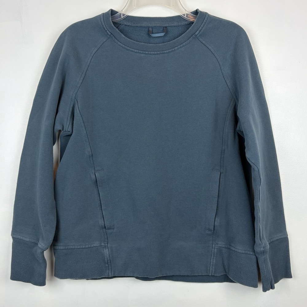 Lululemon Sweatshirt Women 8 Scuba Crew Neck Wash Blue Distress Stone Pullover